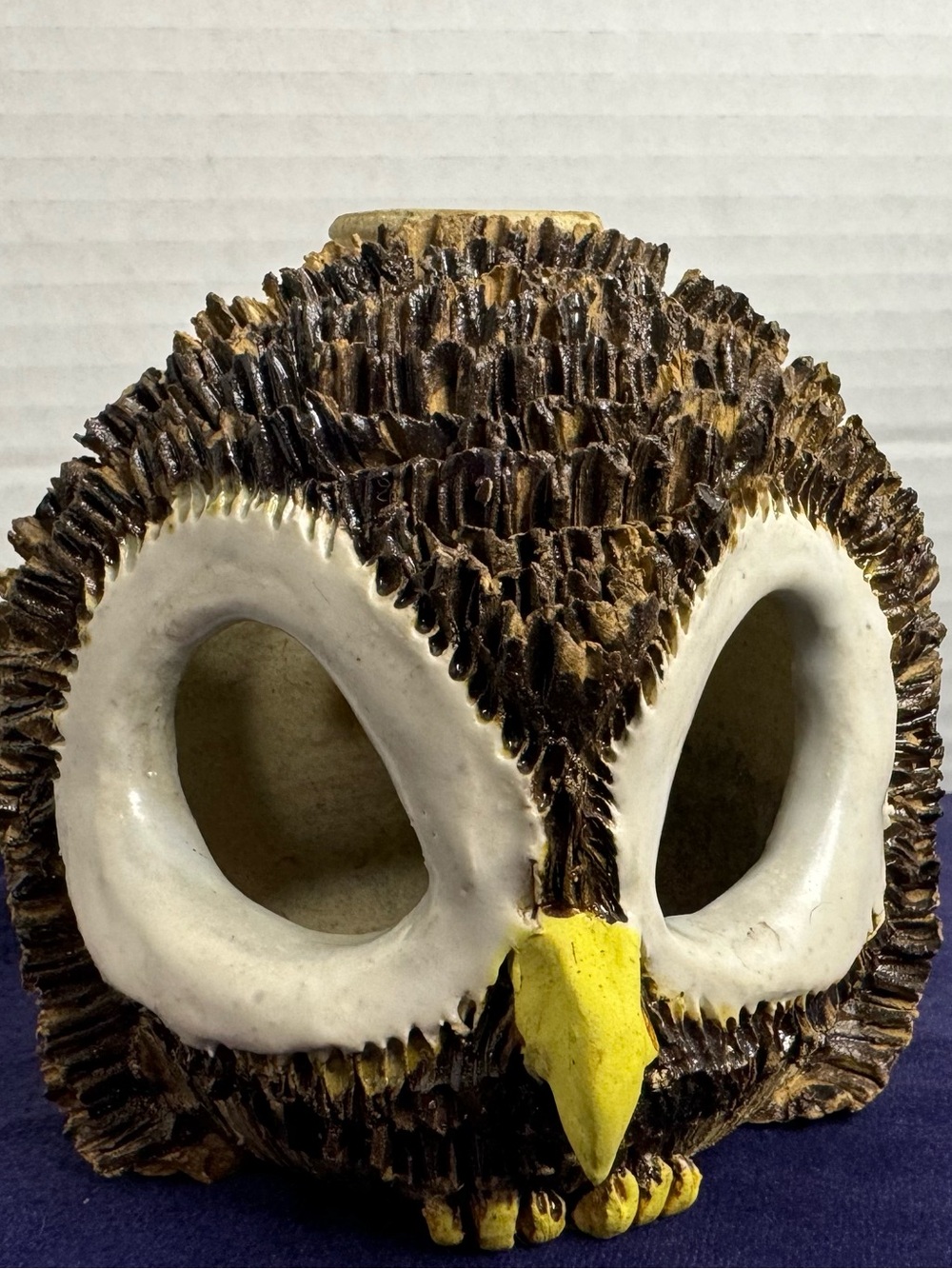 Owl Sculpture Figurine Vintage Handmade Signed Ceramic Pottery Rustic Textured
